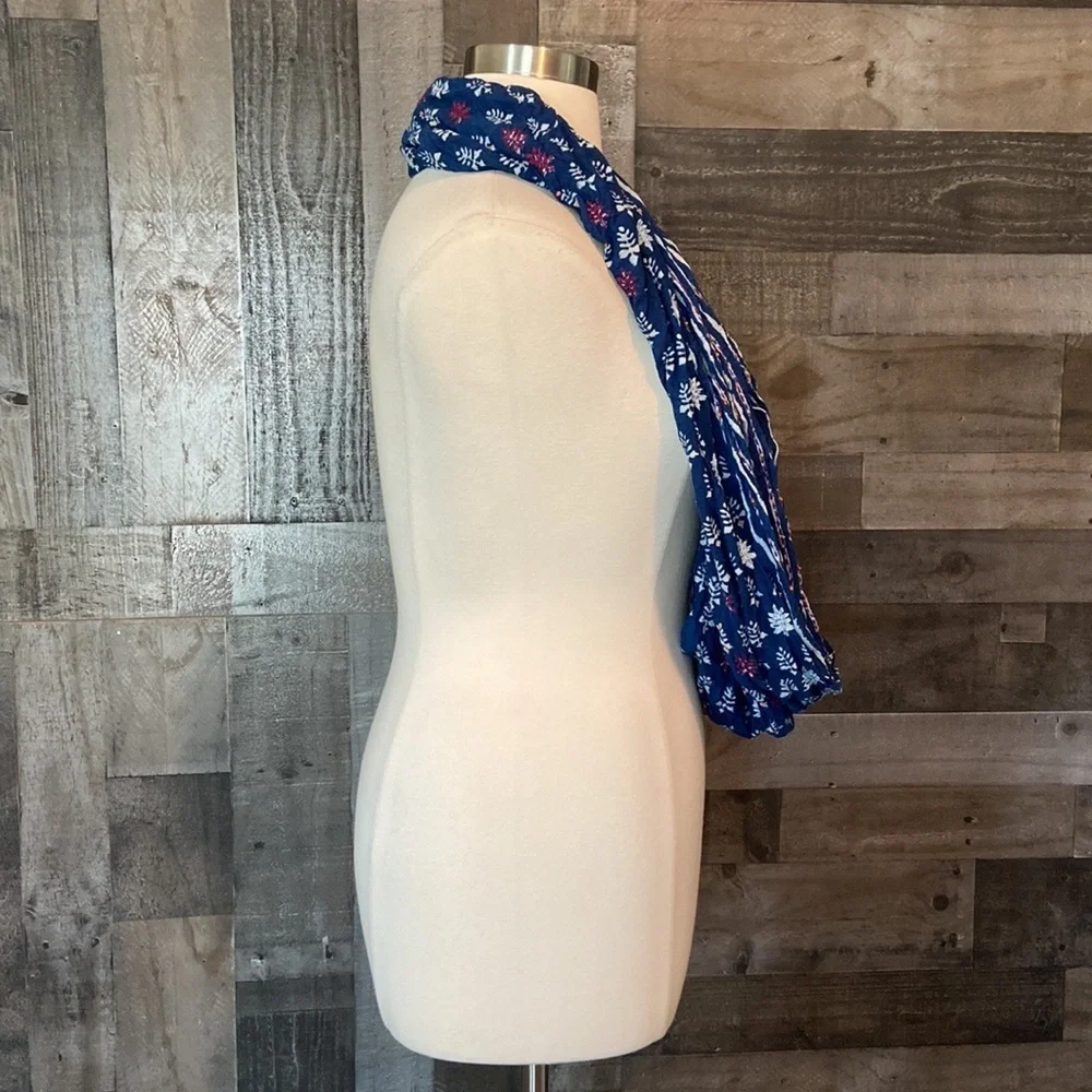 Red white and blue infinity scarf stripes floral Americana quiet luxury boho
